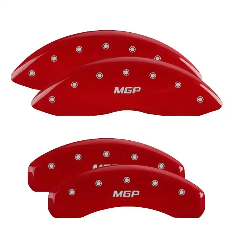 Mgp Engraved 4-Piston Caliper Covers – Cadillac Red & Silver Cursive Design 1