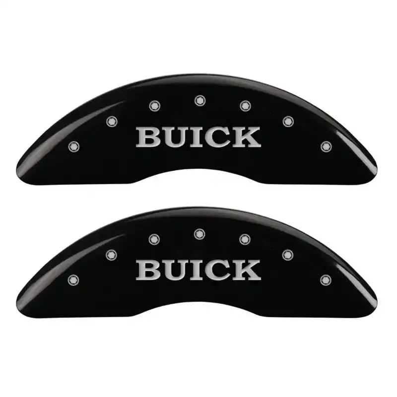 Mgp Engraved 4-Piston Caliper Covers – Front (Buick) & Rear, Black With Silver Accent – Fits 2016 Buick Regal 1